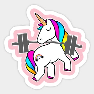 fitness unicorn, gym girl, fitness girl, barbell unicorn Sticker